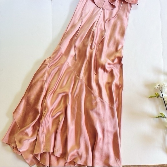 Cinq A Sept Elly Charmeuse Ruffle Midi Dress 0 - Picture 6 of 10